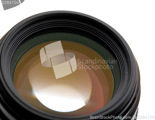 Image of Camera lense over white background