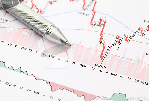 Image of Stock market graph with pen