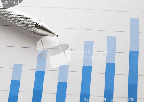 Image of Bar chart with pen 