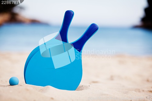 Image of still life beachball in summer on the beach vacation