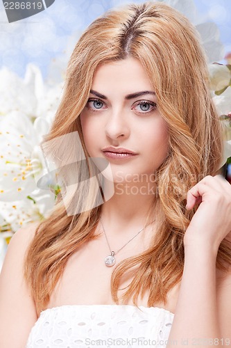 Image of beautiful young woman portrait natural makeup