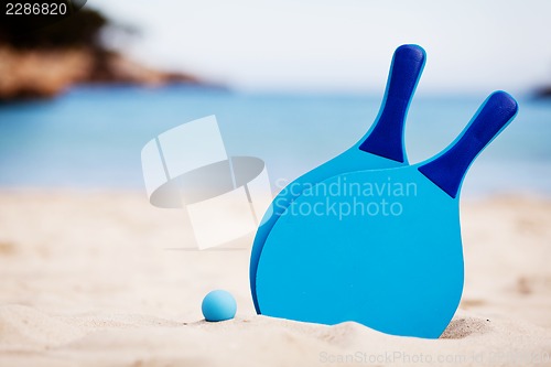 Image of still life beachball in summer on the beach vacation