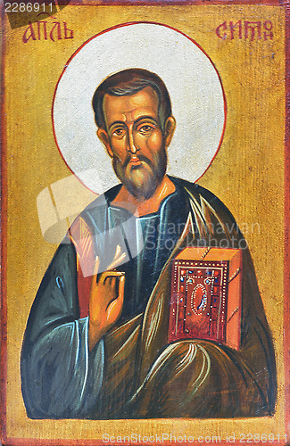 Image of Old painting of an Orthodox saint in Etara, Bulgaria