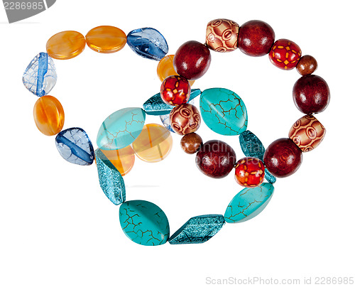 Image of Jewellery bracelets on a white background. collage.