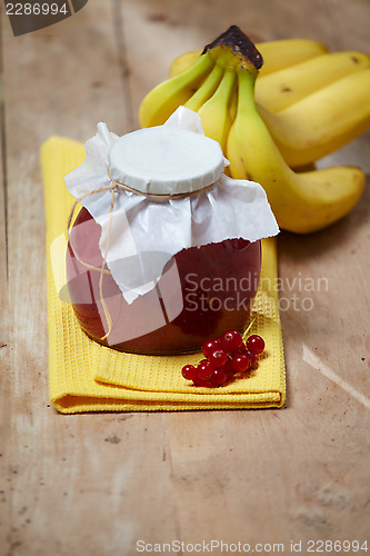 Image of banana and red berry jam