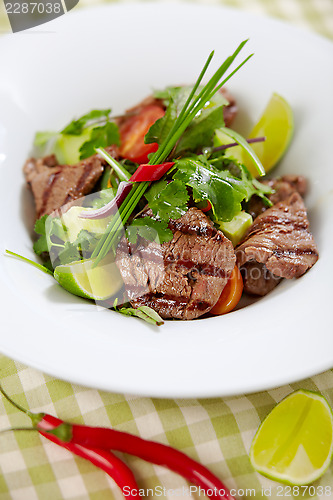 Image of roast beef salad with fresh vegetables