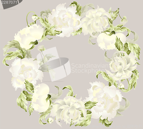 Image of Beautiful decorative framework with peony. Illustration peony.