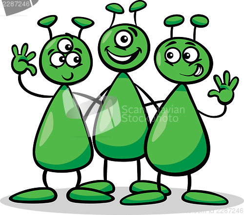 Image of aliens or martians cartoon illustration