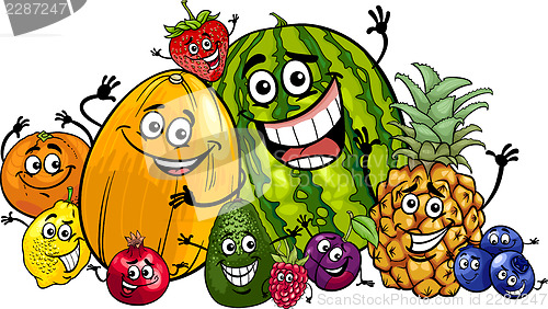 Image of funny fruits group cartoon illustration