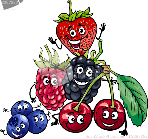 Image of berry fruits group cartoon illustration