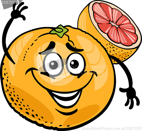 Image of red grapefruit fruit cartoon illustration