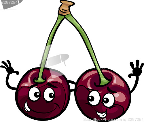 Image of black cherry fruits cartoon illustration
