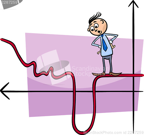 Image of businessman on graph curve cartoon