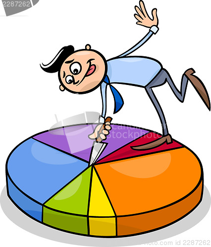 Image of businessman on circle chart cartoon