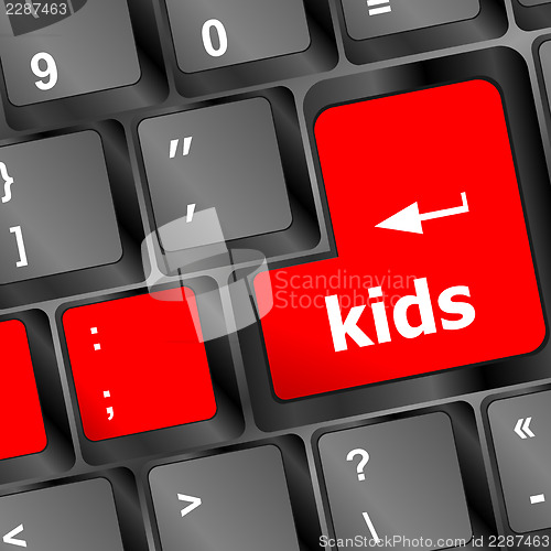Image of kids key button in a computer keyboard