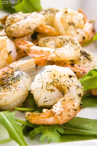 Image of Fresh grilled shrimps on white plate