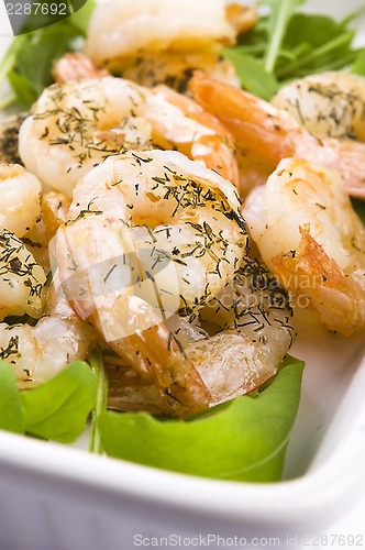 Image of Fresh grilled shrimps on white plate