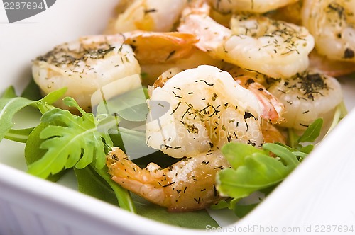 Image of Fresh grilled shrimps on white plate