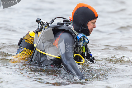 Image of Scuba gear, woman