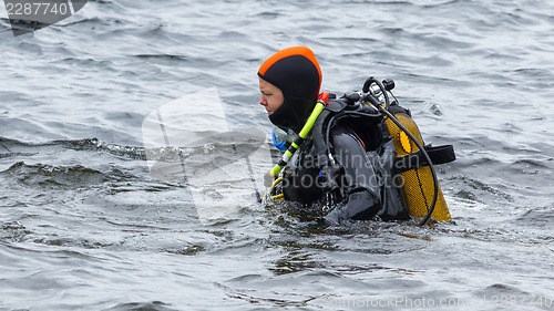 Image of Scuba gear, woman