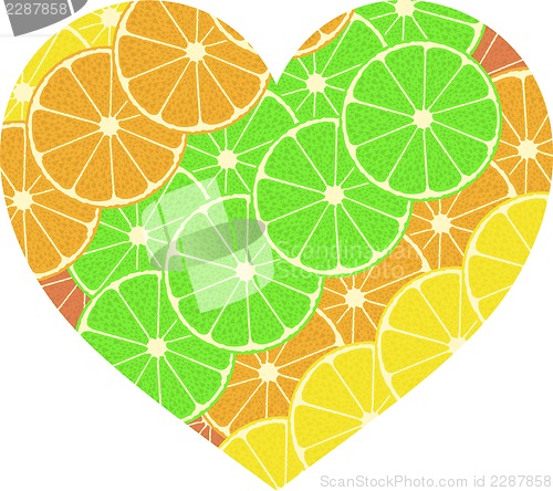 Image of citrus fruit heart. Isolated on white background