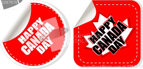 Image of Maple leaf stickers - happy canada day tag set
