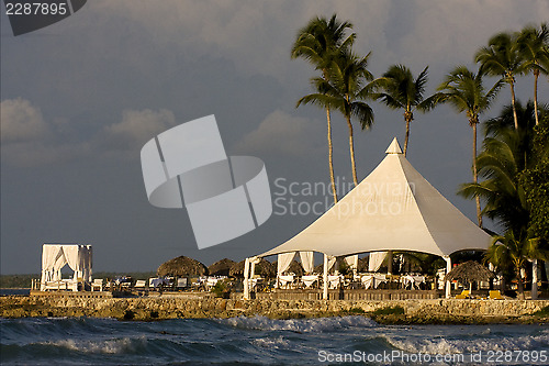 Image of tourist tent coastline