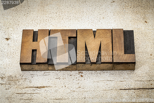 Image of html acronym in wood type