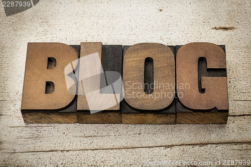 Image of blog word in wood type