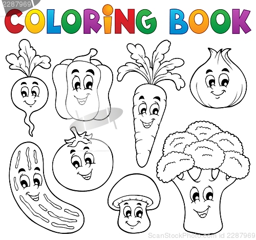 Image of Coloring book vegetable theme 1