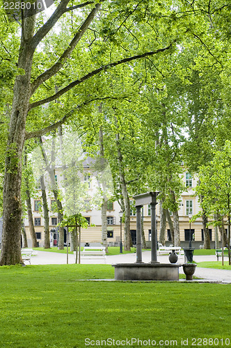 Image of Congress Square outdoor garden park  fountain statue Ljubljana S