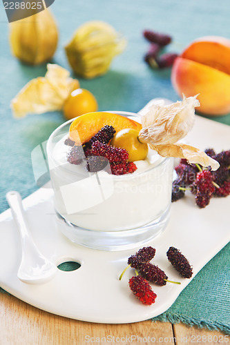 Image of Peach with Mulberry and Gooseberry yogurt