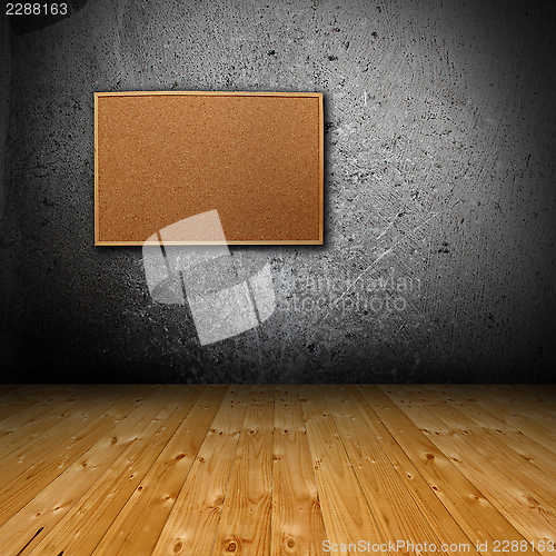 Image of interior backdrop with corkboard