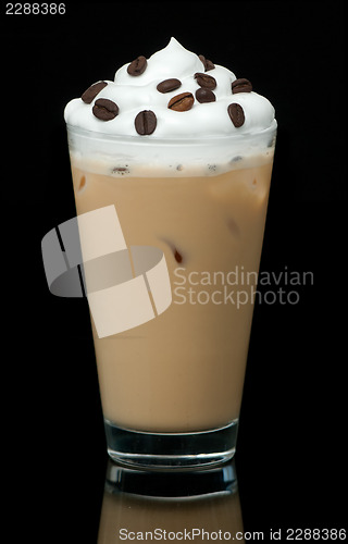 Image of cold coffe cup on the black background