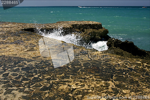 Image of  sidewalk clouds abstract rock water  