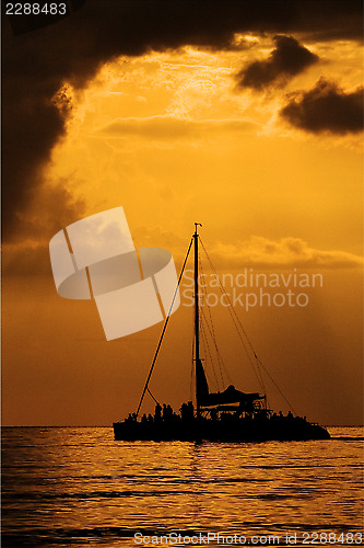Image of boat sunset yellow
