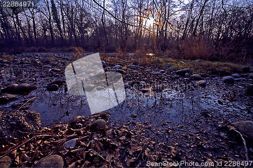 Image of stone rock autumn lake 