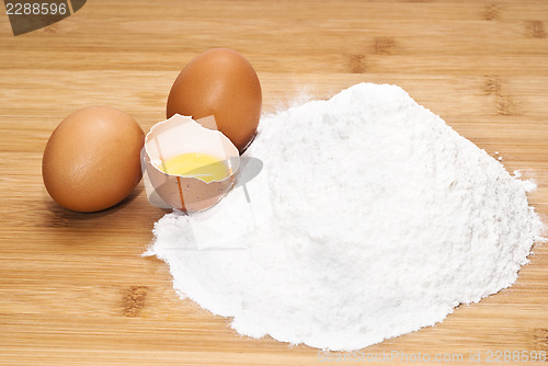 Image of Eggs and flour. preparation of pasta