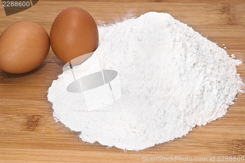 Image of Eggs and flour. preparation of pasta