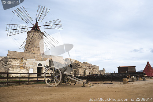 Image of old windmill in sicily, trapani