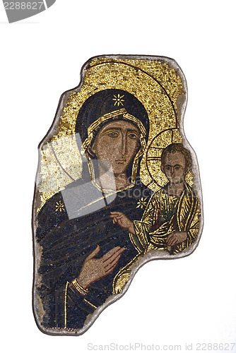 Image of Fragment in the mosaic of the Madonna with child