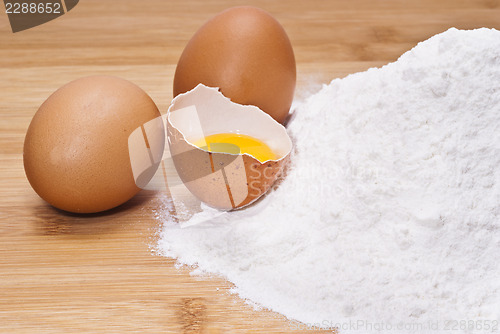 Image of Eggs and flour. preparation of pasta