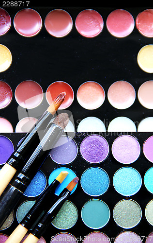 Image of Makeup palette and brushes