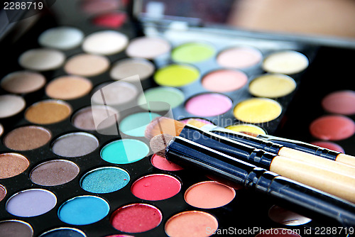 Image of Makeup palette and brushes