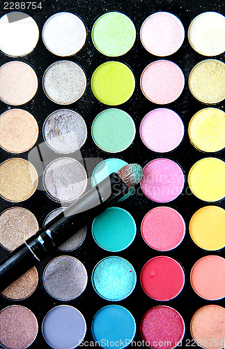 Image of Makeup palette and brushes