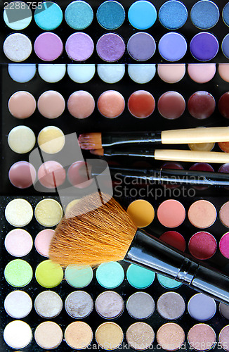 Image of Makeup palette and brushes