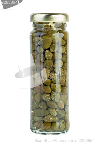 Image of Glass jar with marinated capers