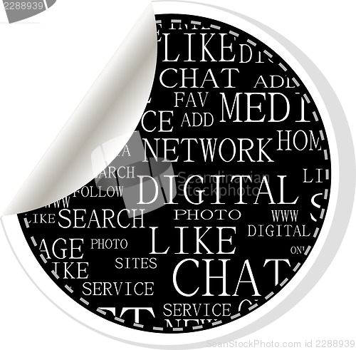 Image of Social media stickers with networking concept words