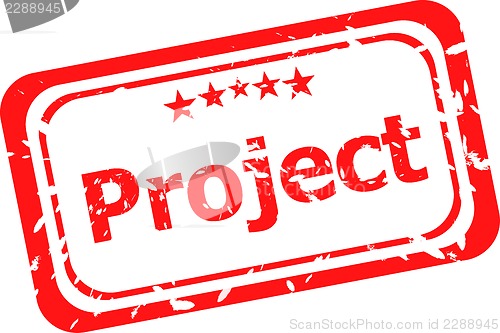 Image of project red rubber stamp over a white background