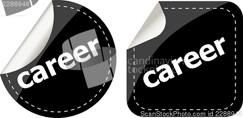 Image of career word on black stickers button set, business label